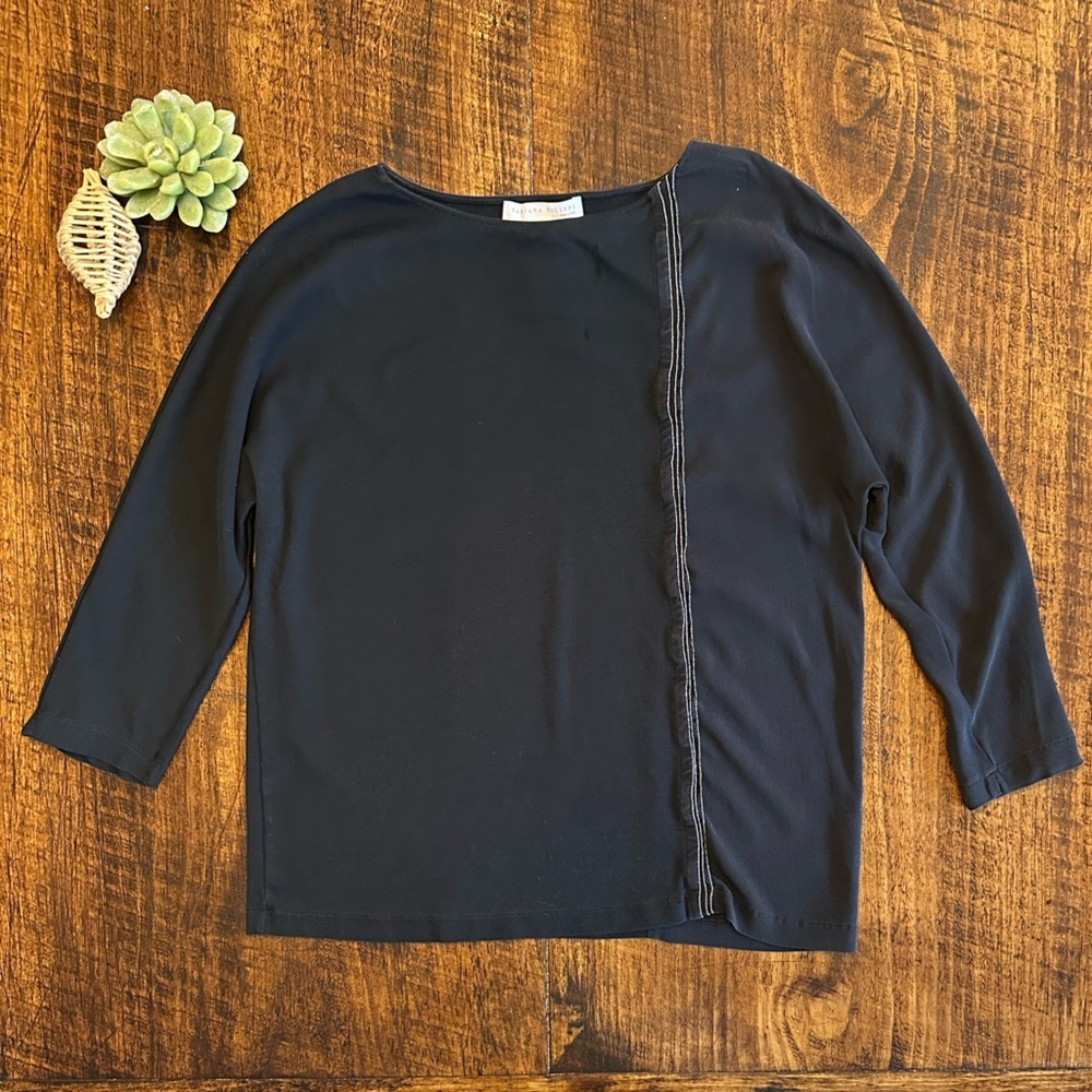 FABIANA FILIPPI | Silk & Cotton Asymmetrical Top - Black, Size S